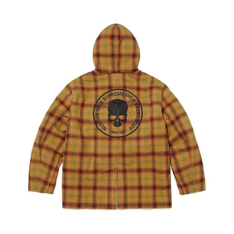 Supreme x Number (N)Ine Faux Shearling Hooded Coat Plaid