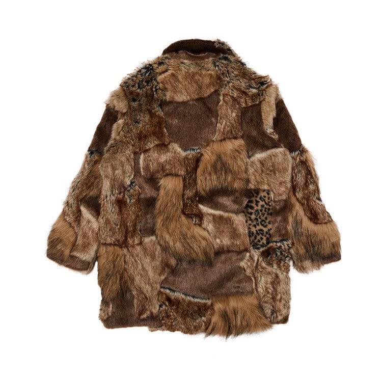 Supreme x MM6 Maison Margiela Patchwork Faux Fur Coat Brown