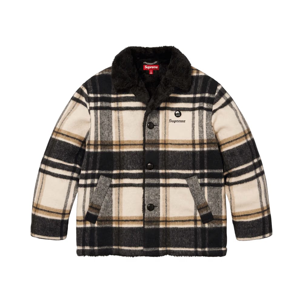 Supreme Plaid Car Coat Cream