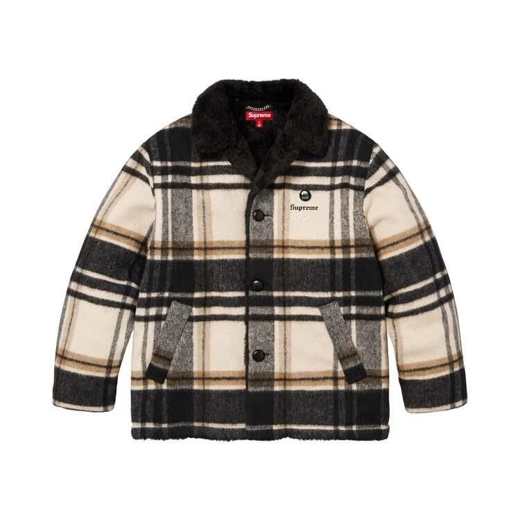 Supreme Plaid Car Coat Cream