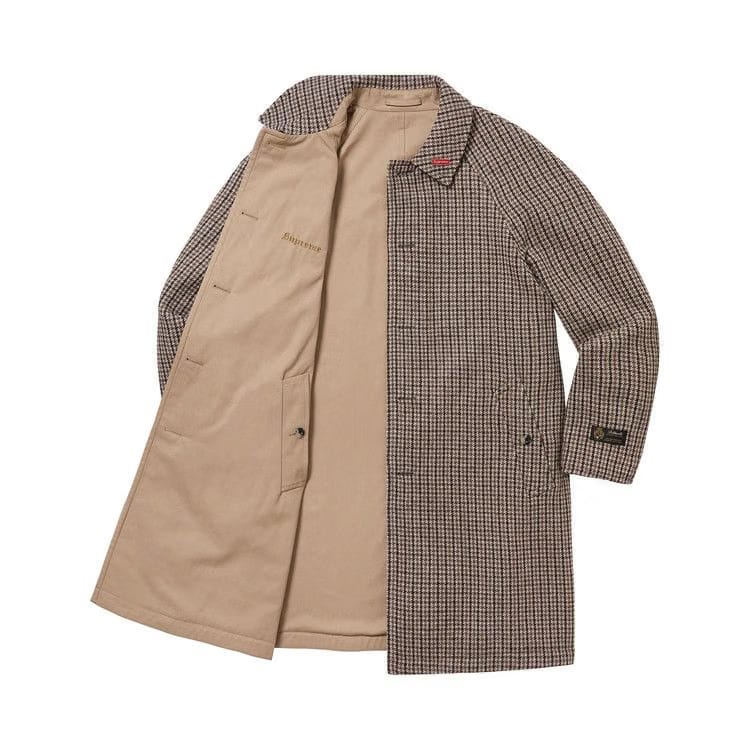 Supreme Reversible Houndstooth Overcoat Tan