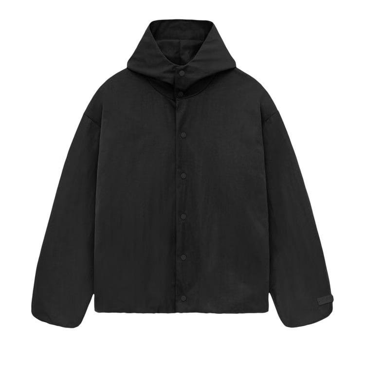 Fear of God Essentials Textured Nylon Hooded Coaches Jacket Black