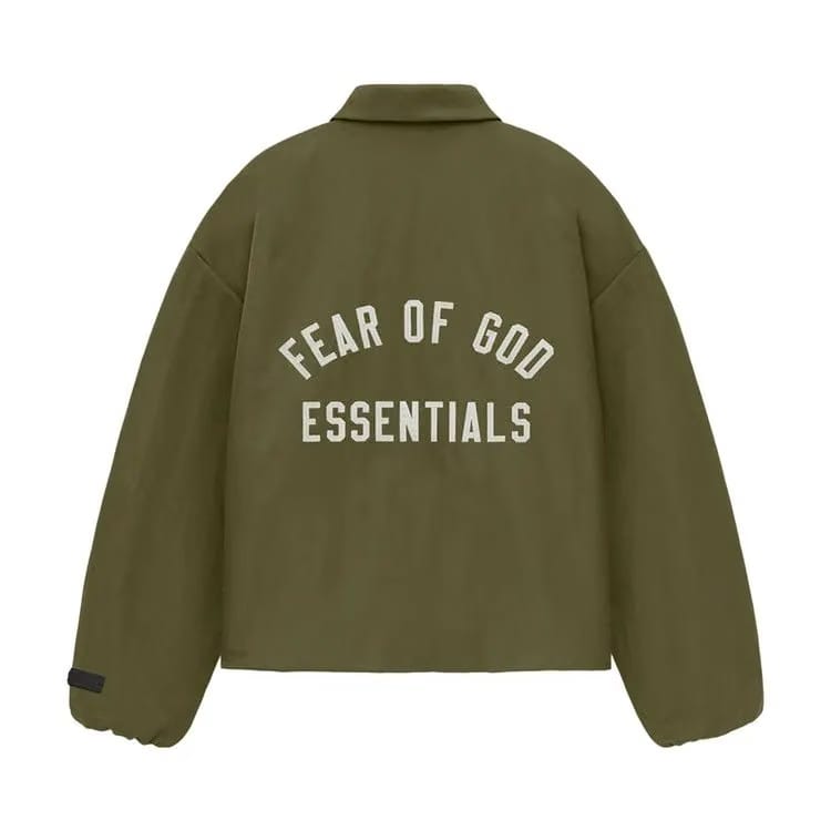 Fear of God Essentials Textured Nylon Trucker Jacket Military
