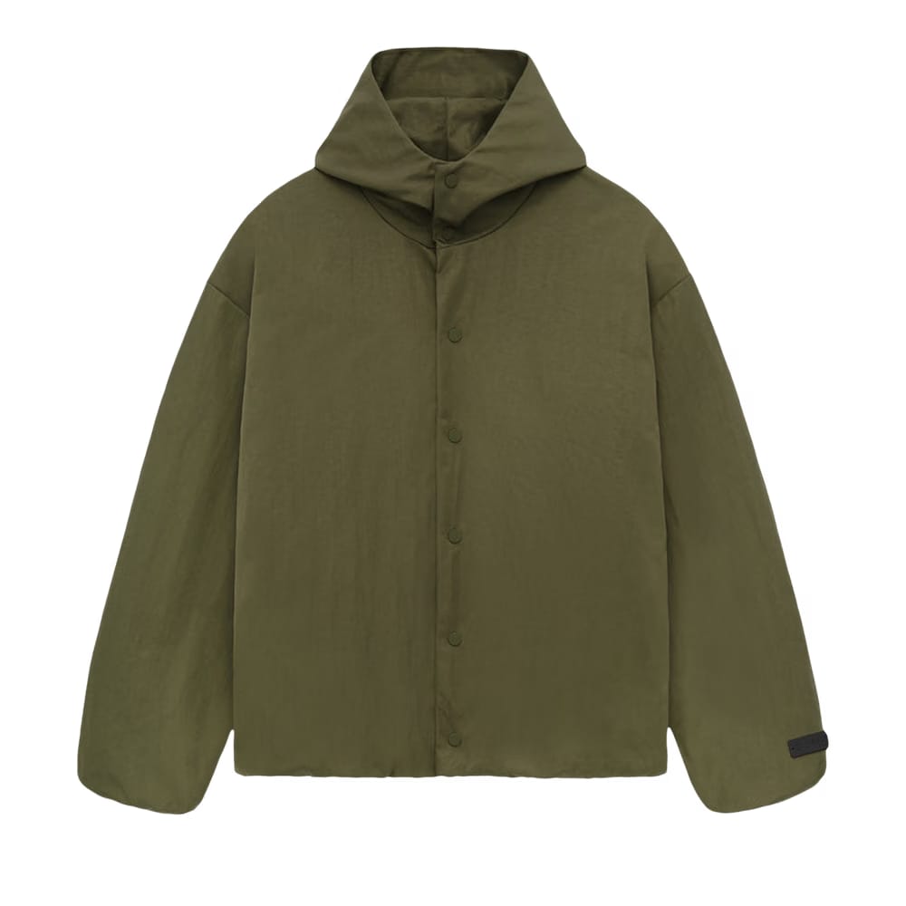 Fear of God Essentials Textured Nylon Hooded Coaches Jacket Military