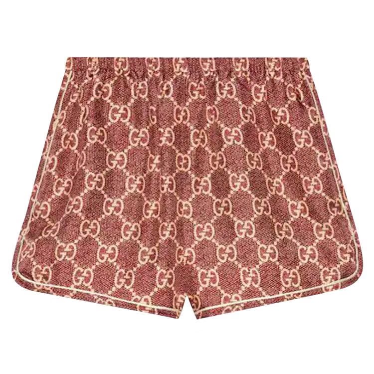 Gucci GG Supreme Print Silk Shorts Red