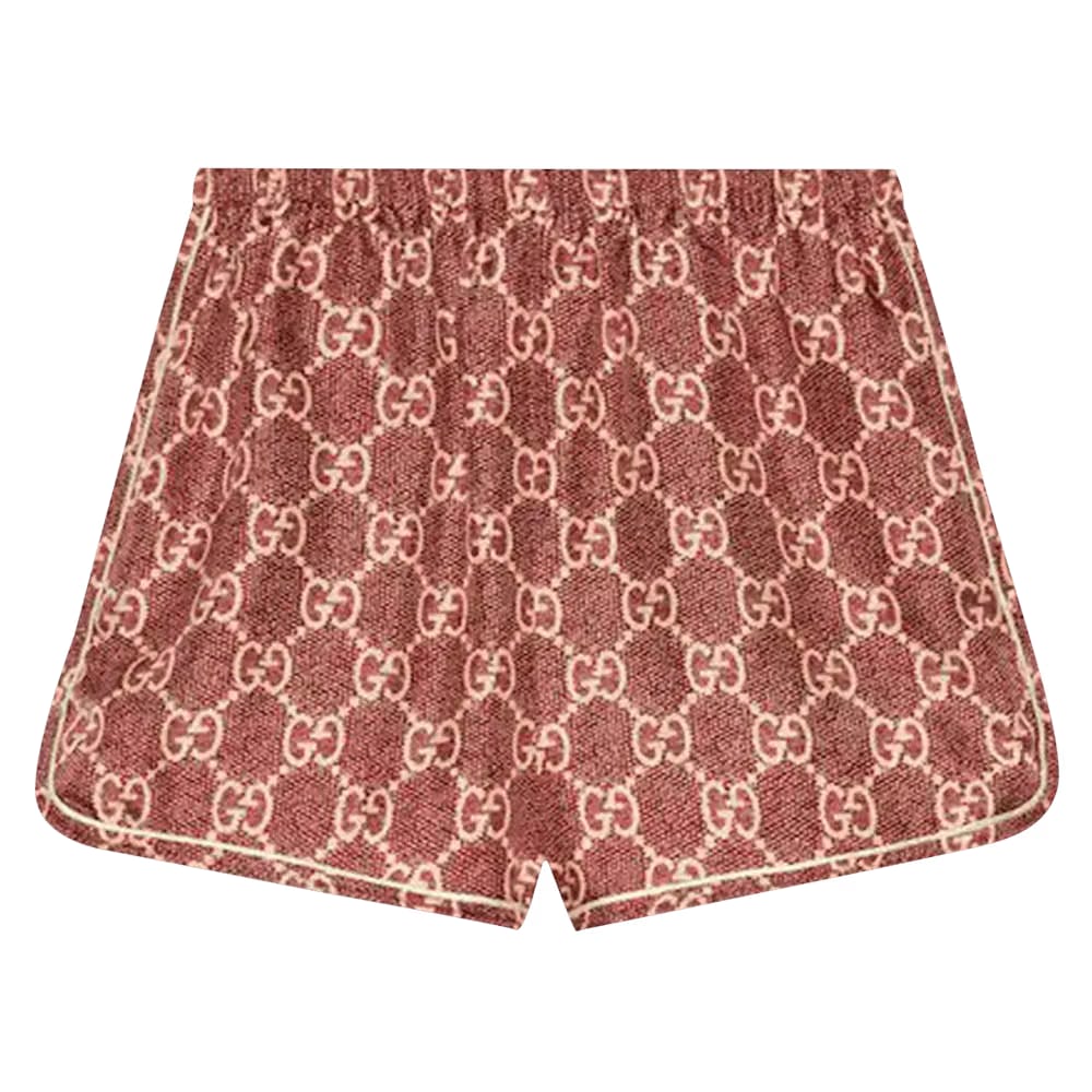 Gucci GG Supreme Print Silk Shorts Red