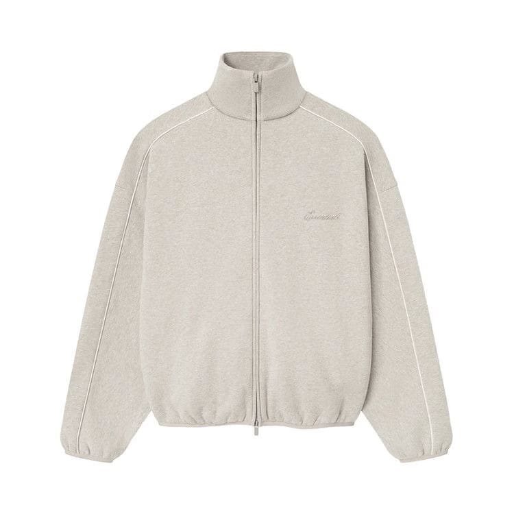 Fear of God Essentials Modern Fleece Track Jacket With Piping Heather Stone/Cloud White