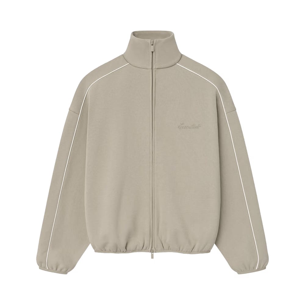 Fear of God Essentials Modern Fleece Track Jacket With Piping Timber/Cloud White