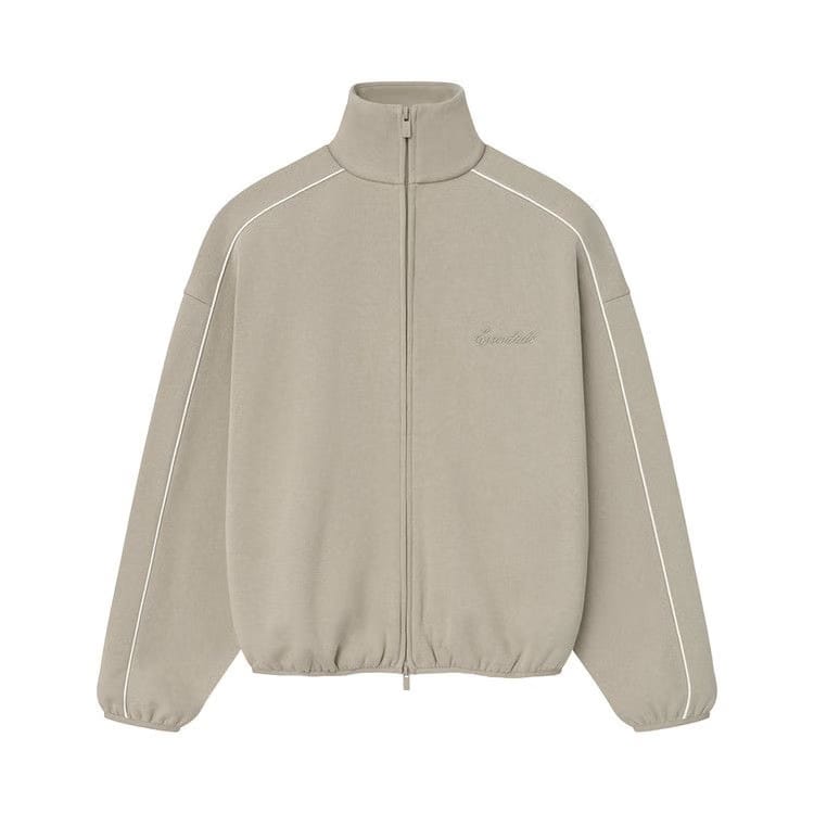Fear of God Essentials Modern Fleece Track Jacket With Piping Timber/Cloud White
