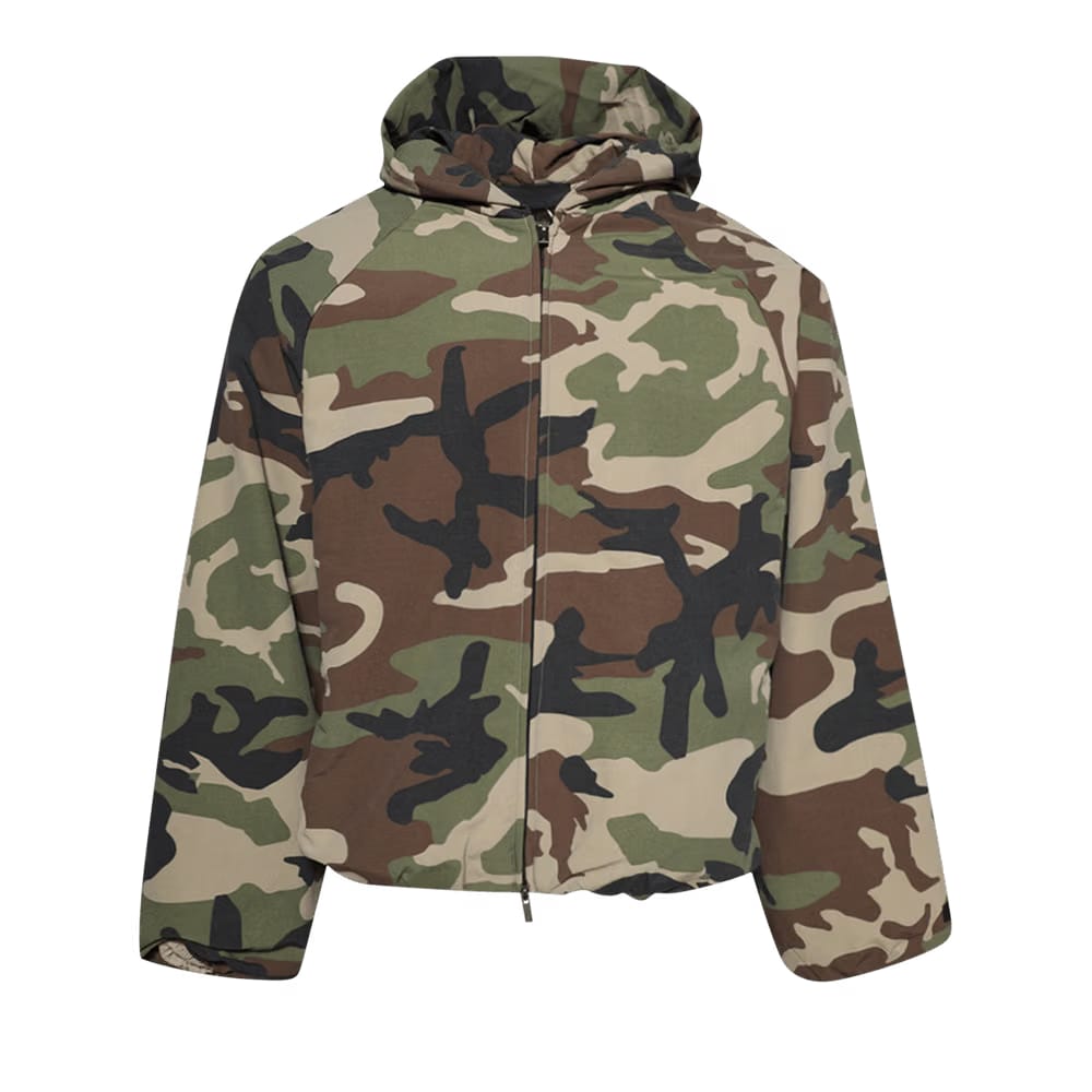 Fear of God Essentials Military Nylon Hooded Jacket Woodland Camo
