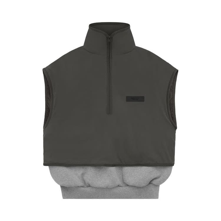 Fear of God Essentials Nylon Fleece Mockneck Vest Dark Heather Oatmeal/Ink