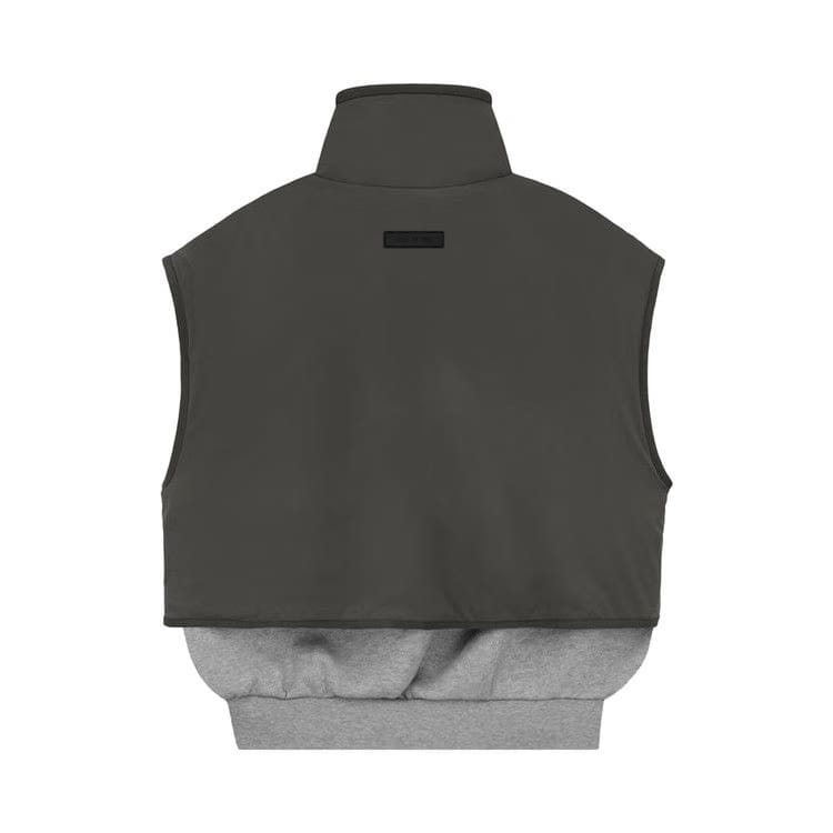 Fear of God Essentials Nylon Fleece Mockneck Vest Dark Heather Oatmeal/Ink