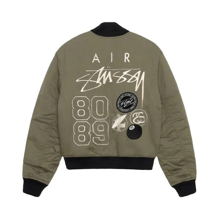 Stussy x Nike Reversible Varsity Jacket Medium Olive/Bright Mandarin