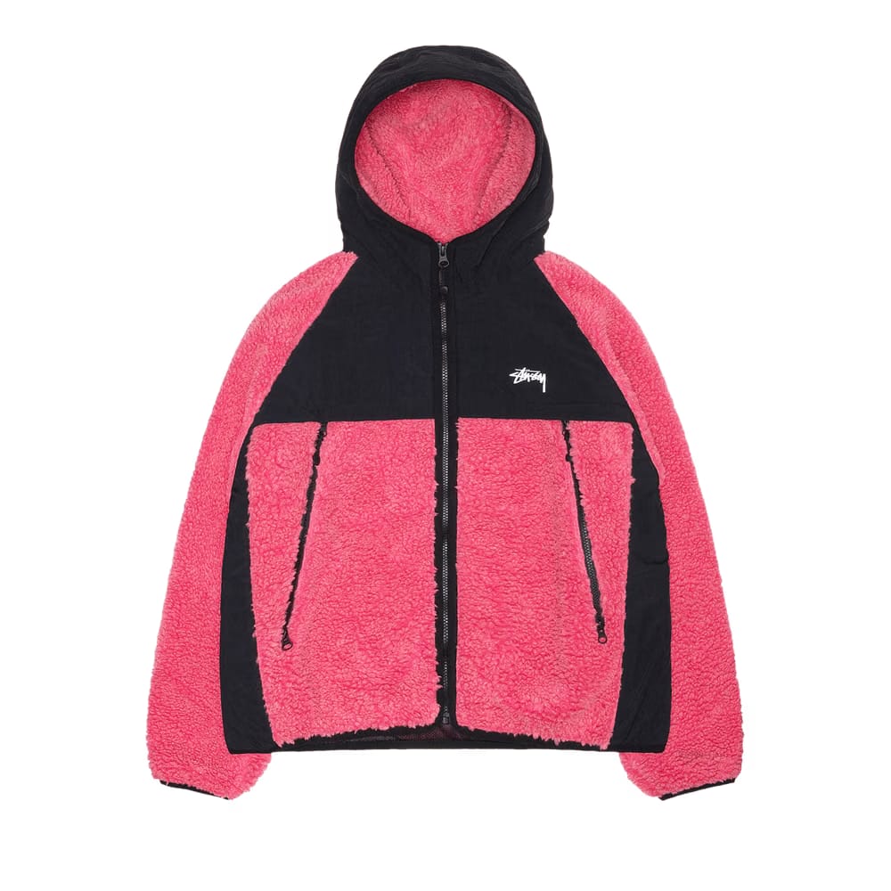 Stussy Sherpa Paneled Hooded Jacket Pink