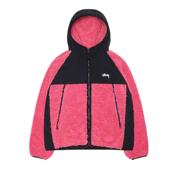 Stussy Sherpa Paneled Hooded Jacket Pink
