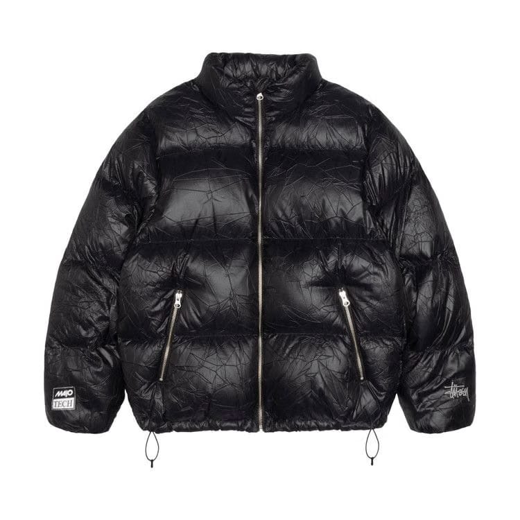 Stussy Wrinkled Nylon Down Puffer Black