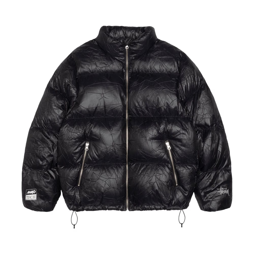 Stussy Wrinkled Nylon Down Puffer Black