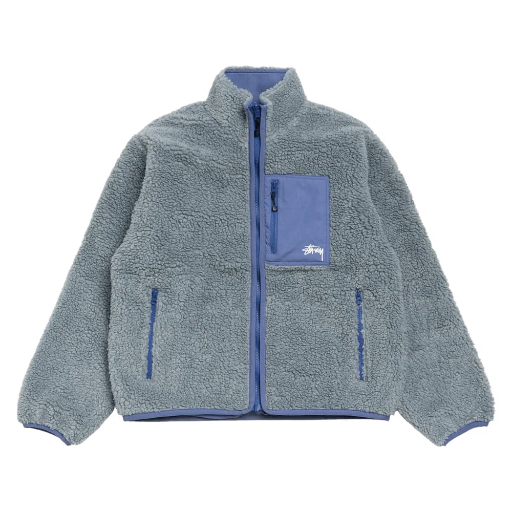 Stussy Sherpa Reversible Jacket Blue Leopard