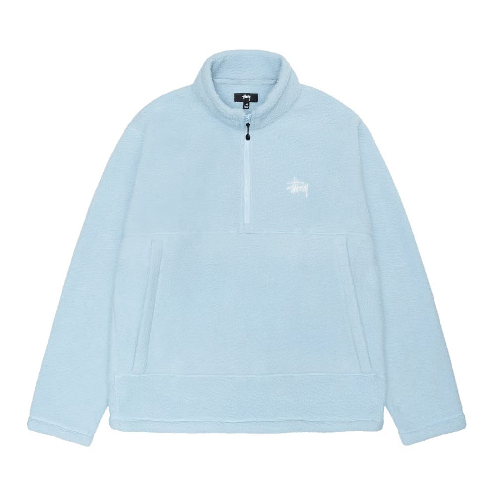 Stussy Polar Fleece Half Zip Mock Neck Blue