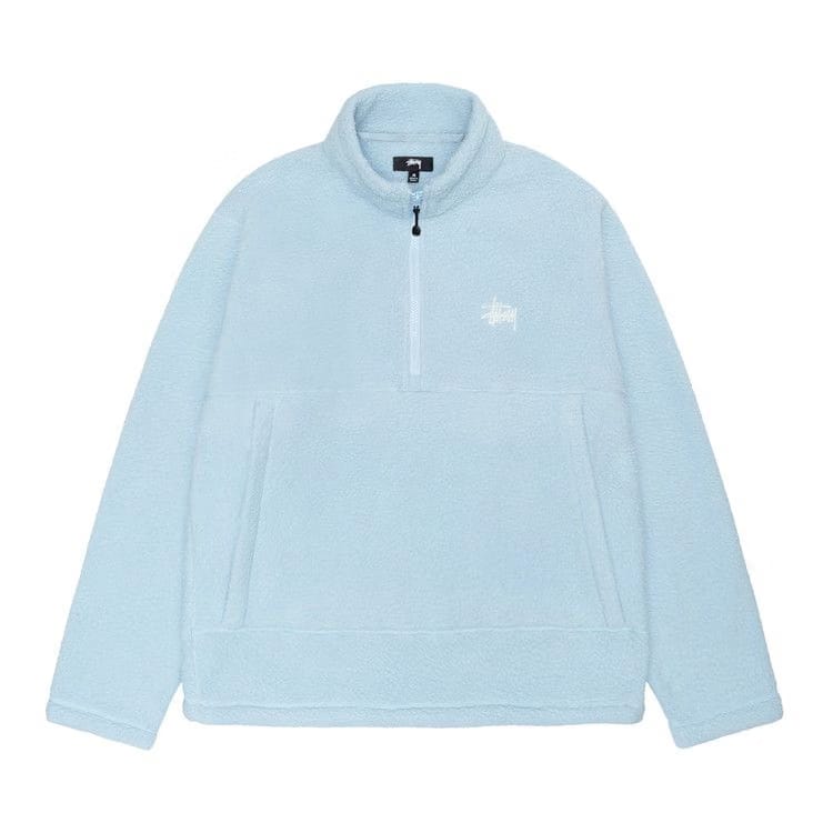 Stussy Polar Fleece Half Zip Mock Neck Blue