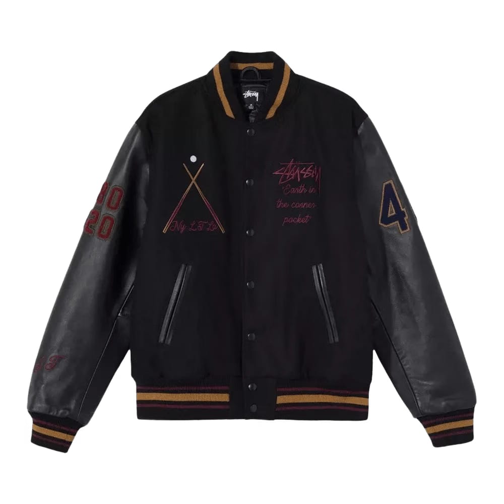 Stussy 40th Anniversary Varsity Jacket Black