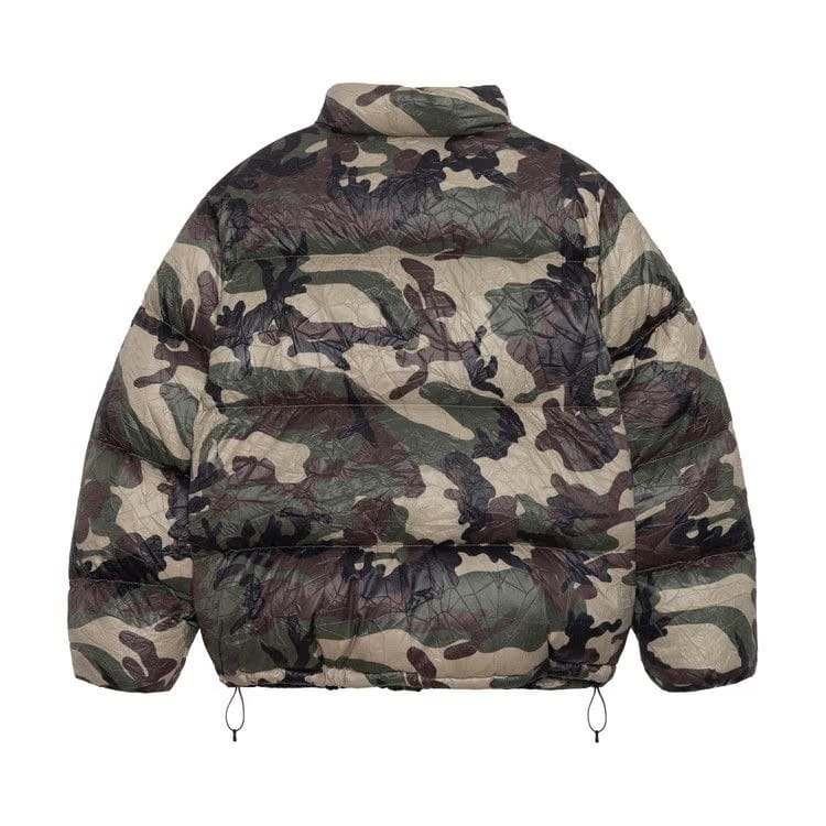 Stussy Wrinkled Nylon Down Puffer Woodland Camo