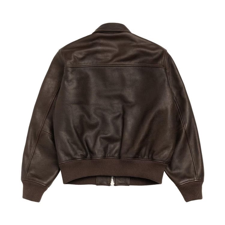 Stussy Leather Flight Jacket Dark Brown