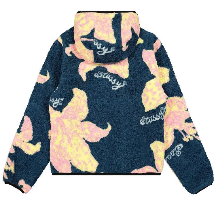 Stussy Floral Sherpa Hood Jacket Dark Teal