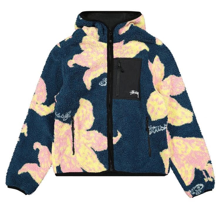 Stussy Floral Sherpa Hood Jacket Dark Teal