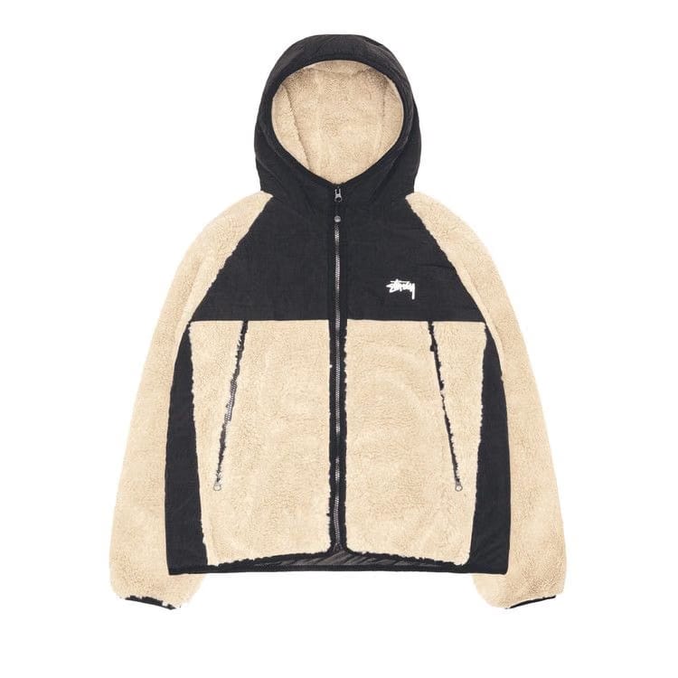 Stussy Sherpa Paneled Hooded Jacket Beige