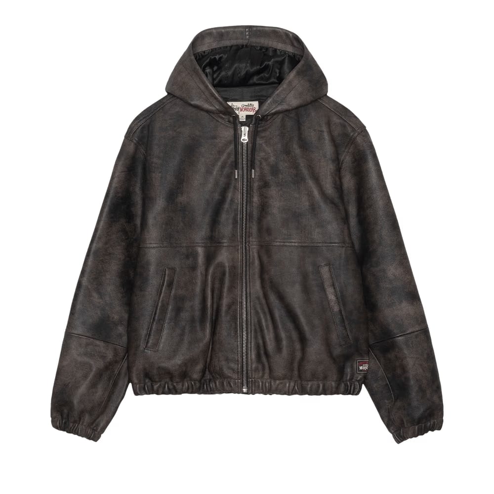 Stussy Work Jacket Black Leather