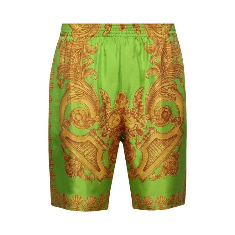 Versace Barocco 660 Silk Shorts Lime/Gold