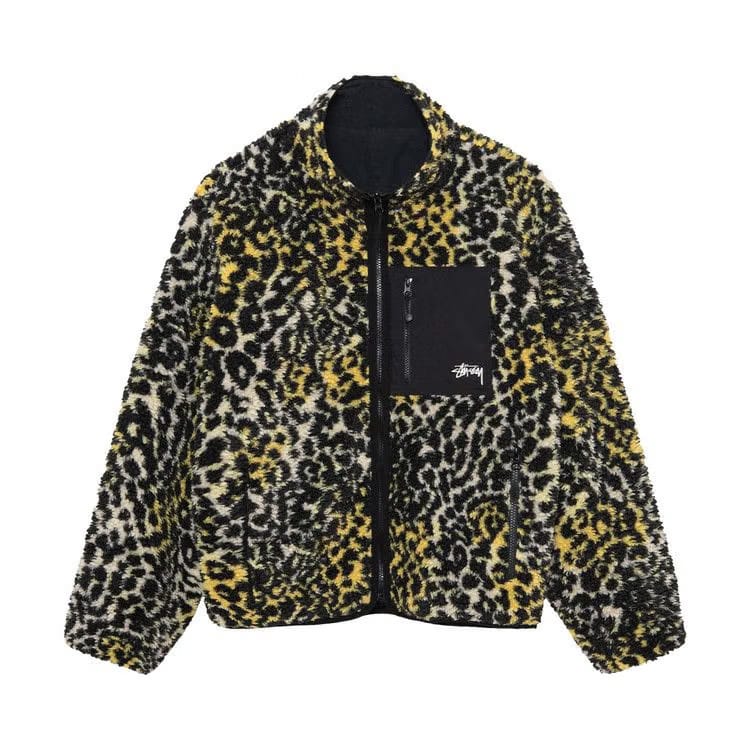 Stussy Sherpa Reversible Jacket Yellow Leopard