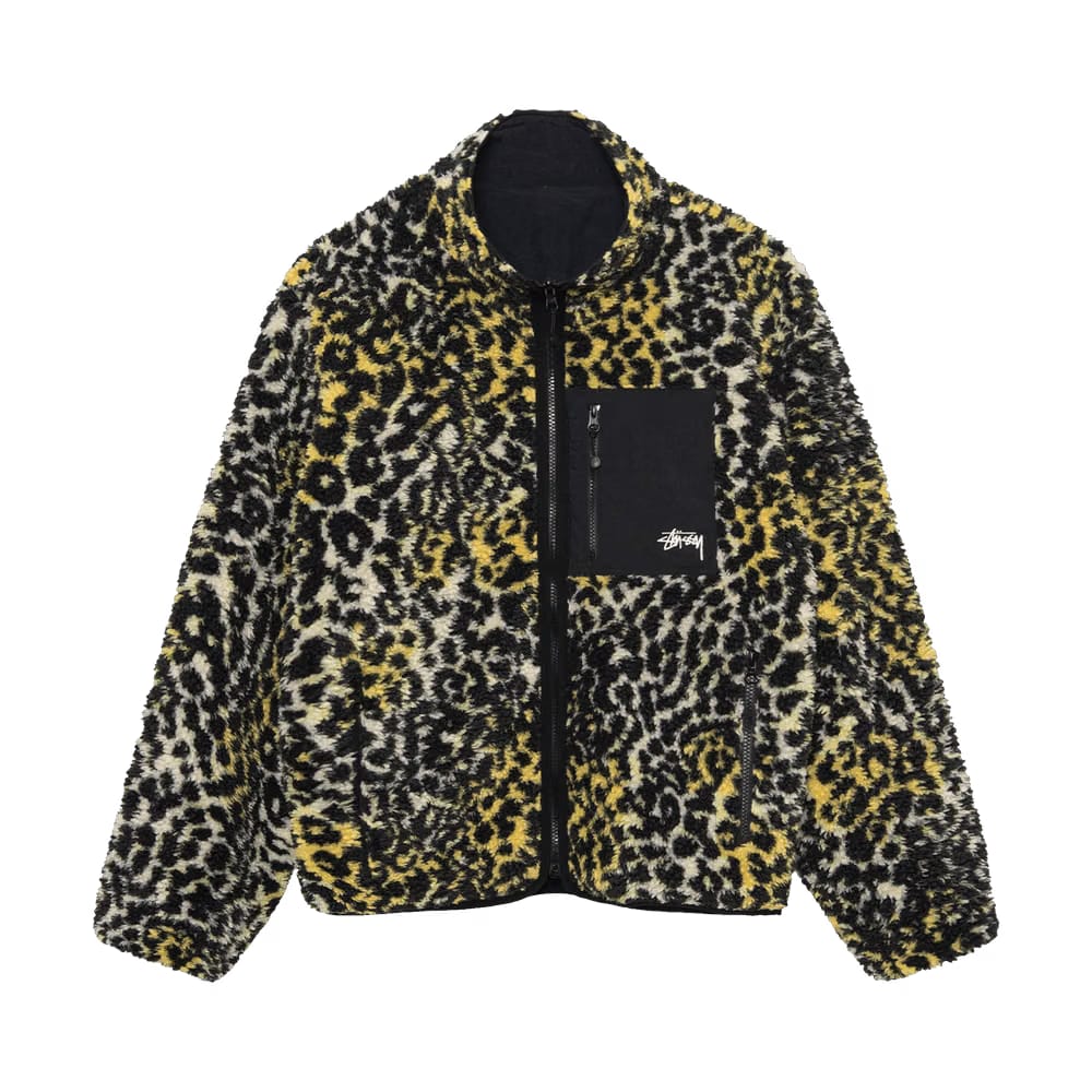 Stussy Sherpa Reversible Jacket Yellow Leopard