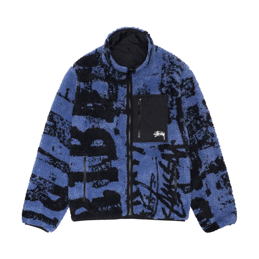 Stussy Sherpa Reversible Printed Jacket Blue