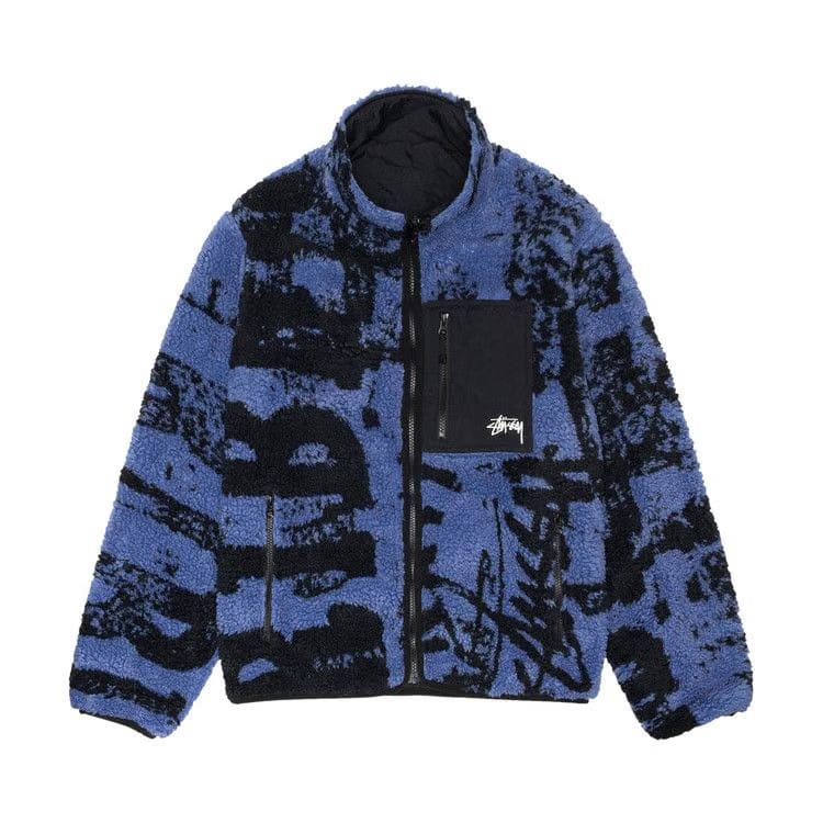 Stussy Sherpa Reversible Printed Jacket Blue