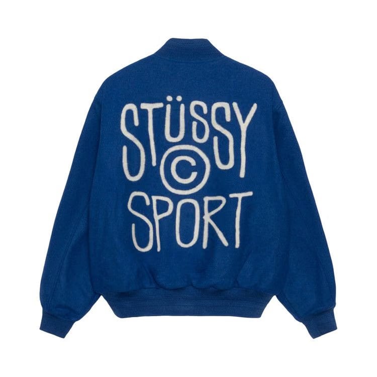 Stussy Sport Melton Varsity Jacket Royal