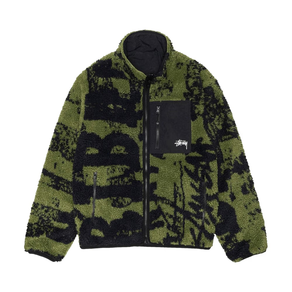 Stussy Sherpa Reversible Printed Jacket Green