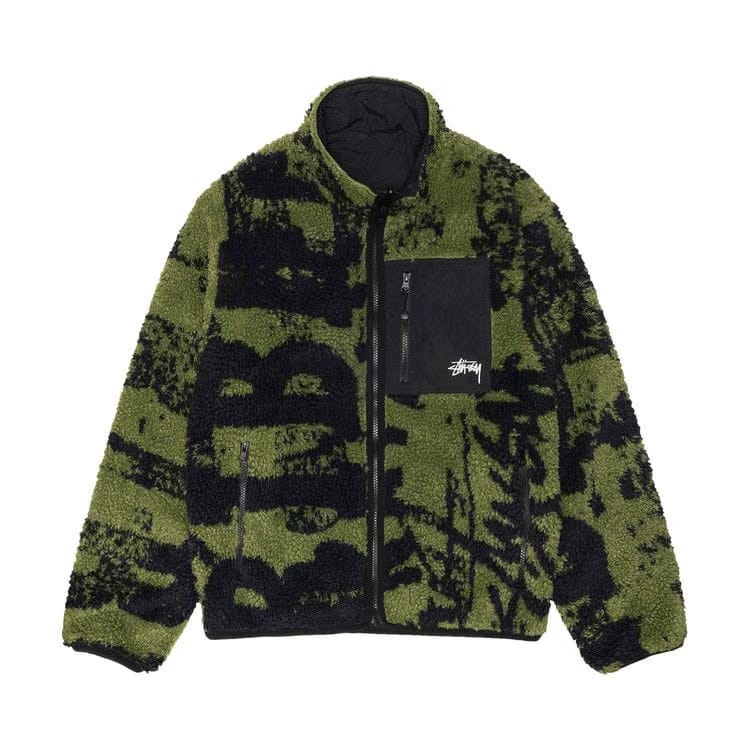 Stussy Sherpa Reversible Printed Jacket Green