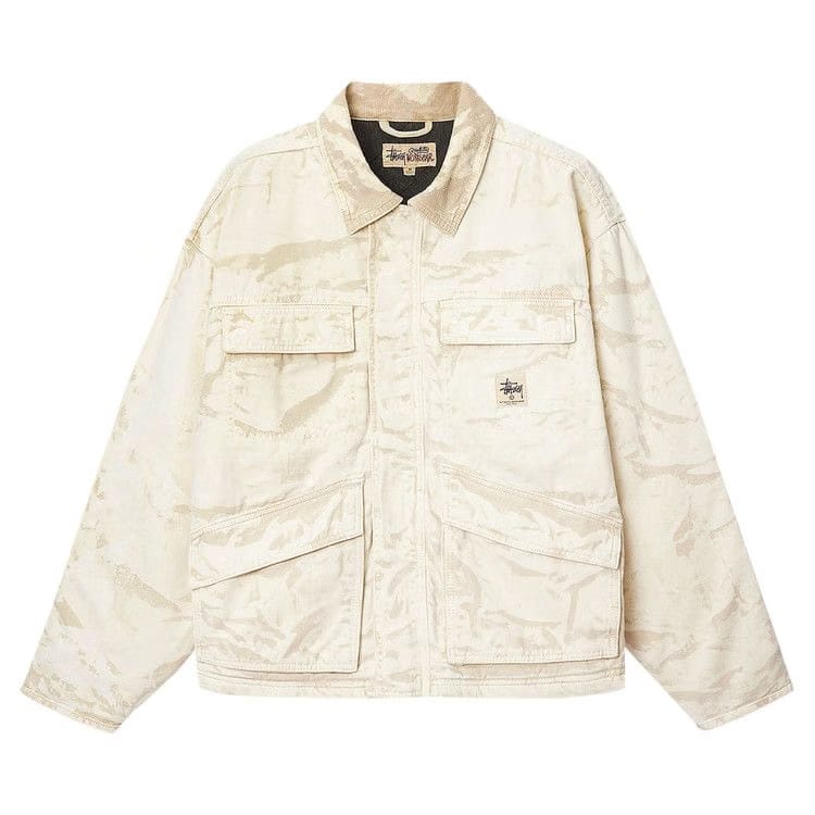 Stussy Distressed Canvas Shop Jacket Khaki