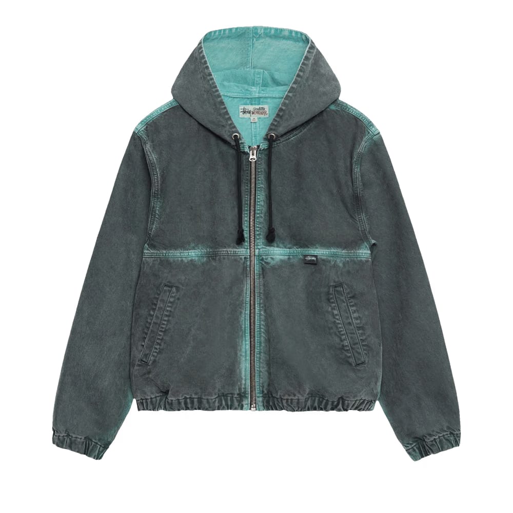 Stussy Spray Dye Hooded Work Jacket Black