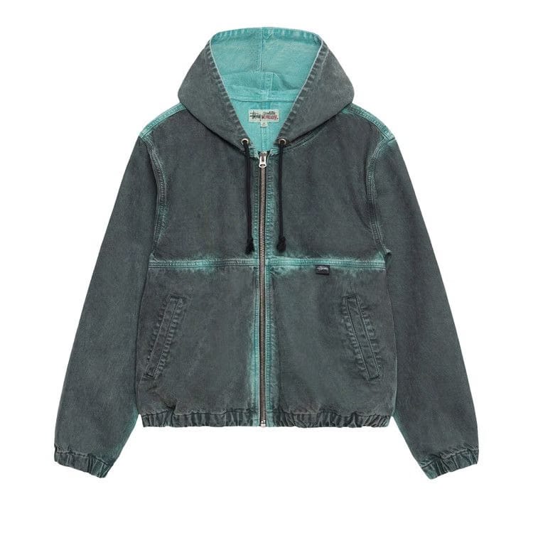 Stussy Spray Dye Hooded Work Jacket Black