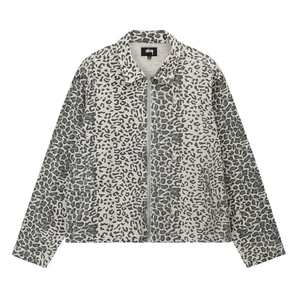Stussy Leopard Mesh Zip Jacket Bone
