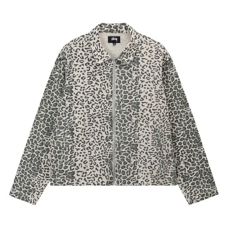 Stussy Leopard Mesh Zip Jacket Bone