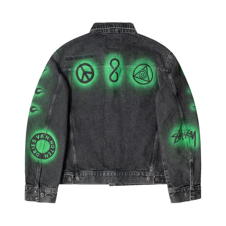 Stussy x Dries Van Noten Hand-Stencilled Denim Washed Black