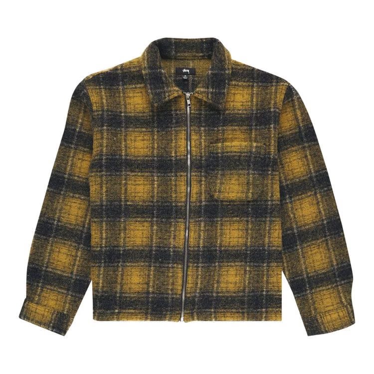 Stussy Wool Plaid Zip Shirt Yellow