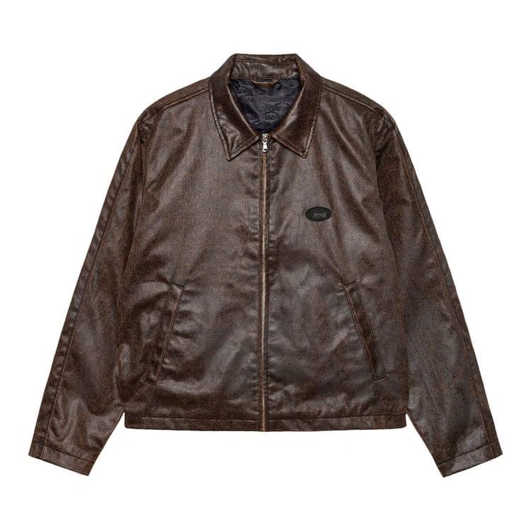 Stussy Club Jacket Coated Dark Brown