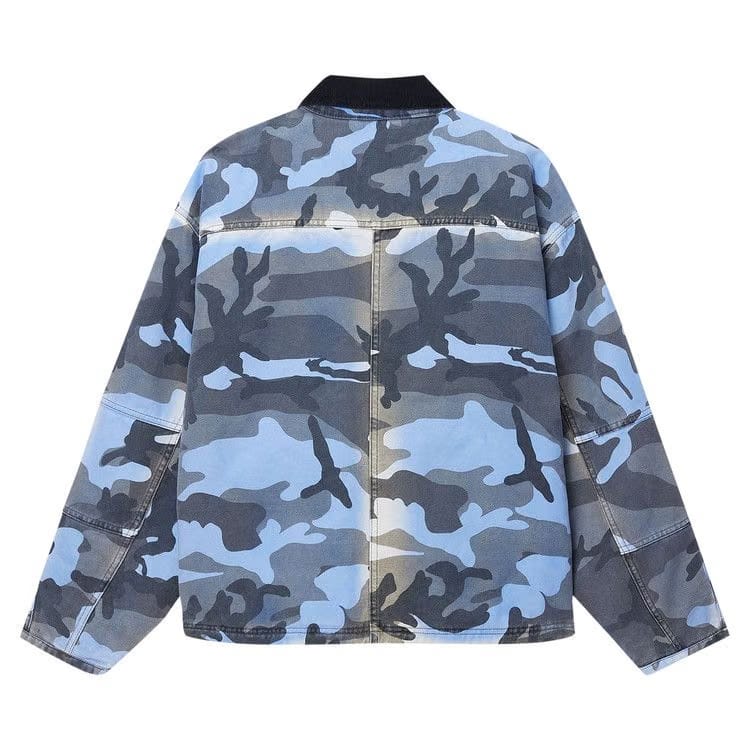 Stussy Spray Dye Canvas Jacket Blue Camo