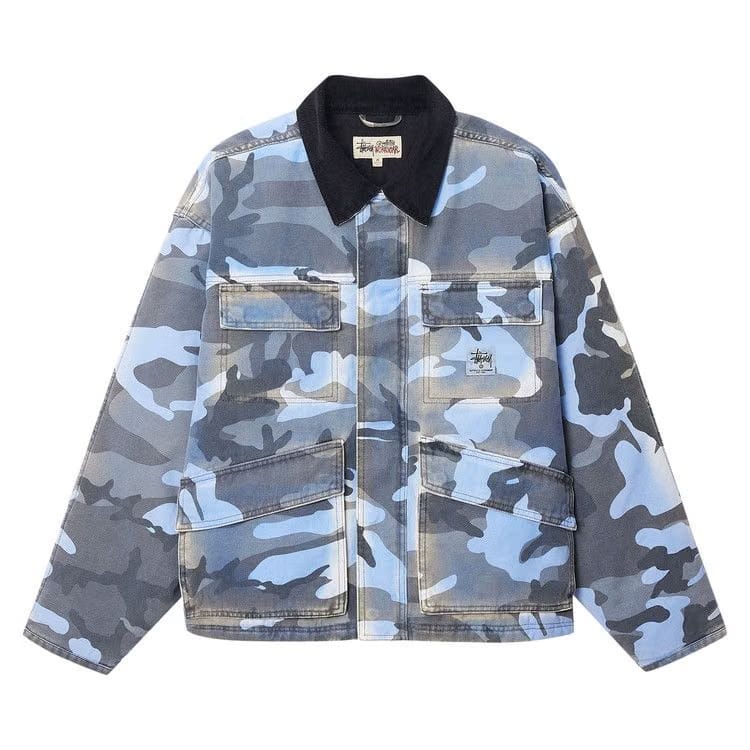 Stussy Spray Dye Canvas Jacket Blue Camo