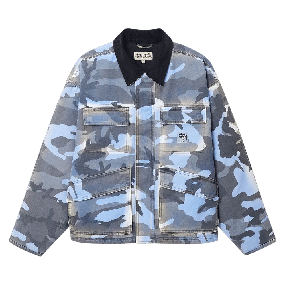 Stussy Spray Dye Canvas Jacket Blue Camo